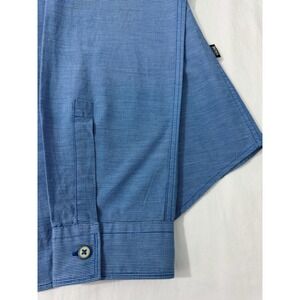 BOSS Hugo Boss Button Up Shirt Mens Medium Blue Slim Fit Micro Stripe